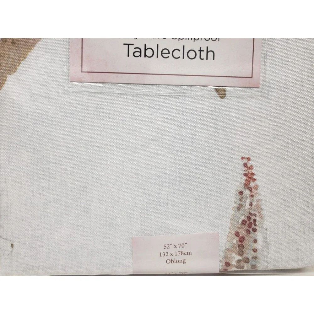 Printed Spillproof Fabric Tablecloth, 52